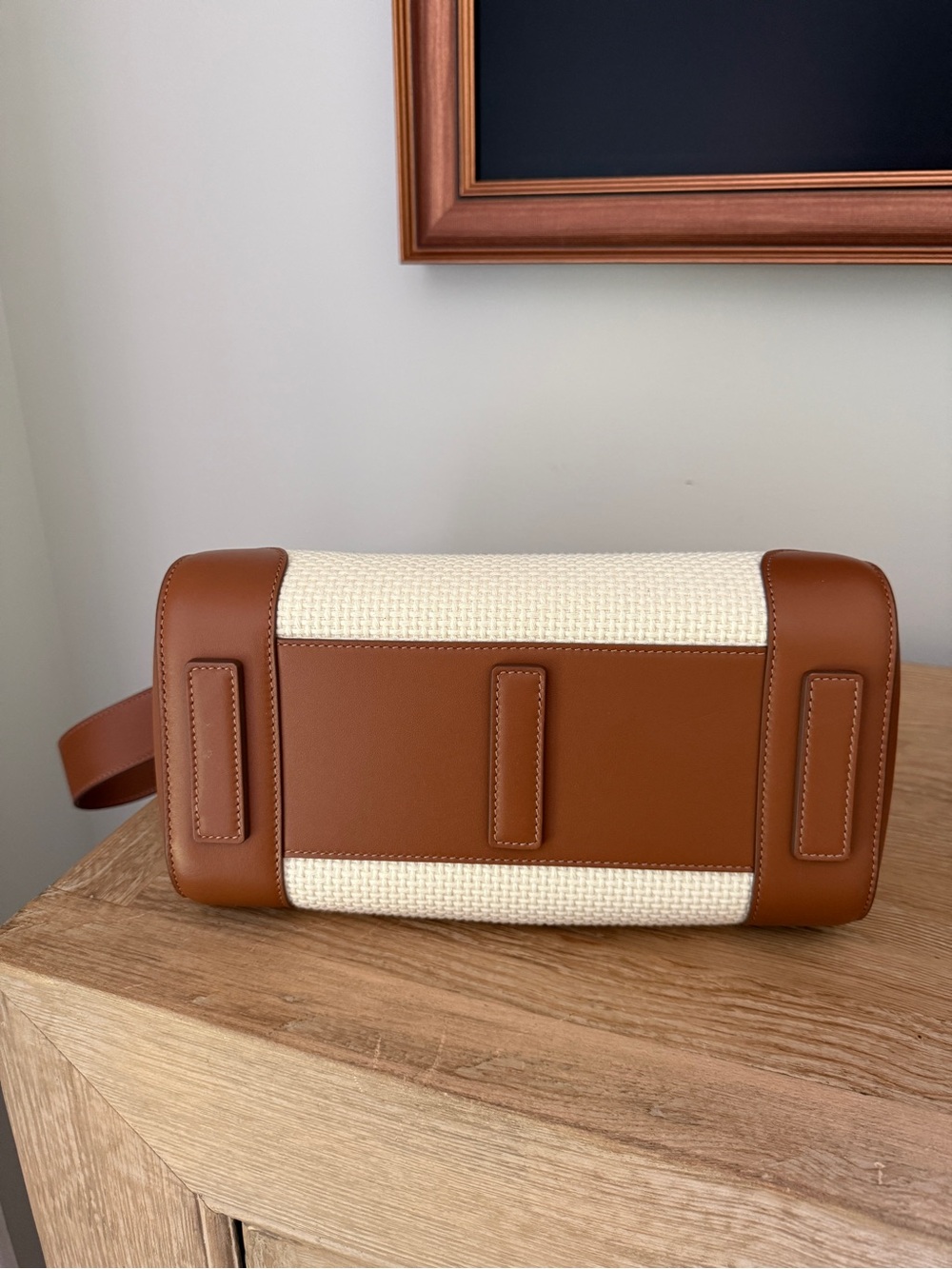 Ralph Lauren Collection Soft Ricky 27 Calfskin-Trim Woven Bag New Lux Cream/Gold - Picture 5 of 9